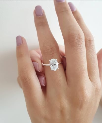 Image of 1 Carat Oval Solitaire Moissanite Ring for Women & Girls | 925 Sterling Silver with 18K Gold Plating | Engagement, Wedding, Anniversary, Birthday, Diwali Gift | Everyday & Office Wear Jewelry