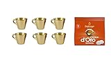 Dallmayr Crema d'Oro intensa Pads + 6 goldene Espressotassen aus Glas