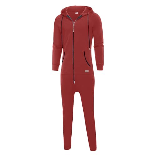 ZYXTIM Onesies for Adults Hooded Jumpsuit Rompers Zip Up Long Sleeve Playsuit One Piece Tracksuit Christmas Matching Pjs3