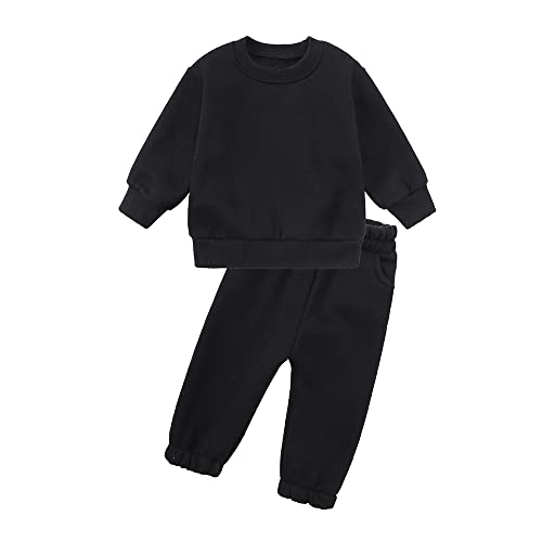 Image of MYGBCPJS Youth 2PCS Jogger Outfits Set Fleece Hooded + Sweatpants Boys Girls Athletic Sweatsuits Pullover Clothes