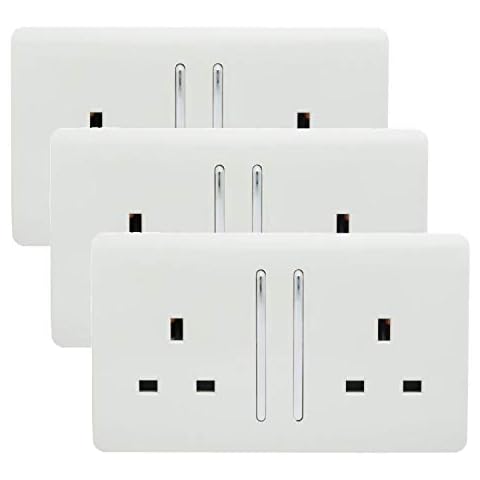 Trendi 2 Gang Glossy White Plug Socket Cover