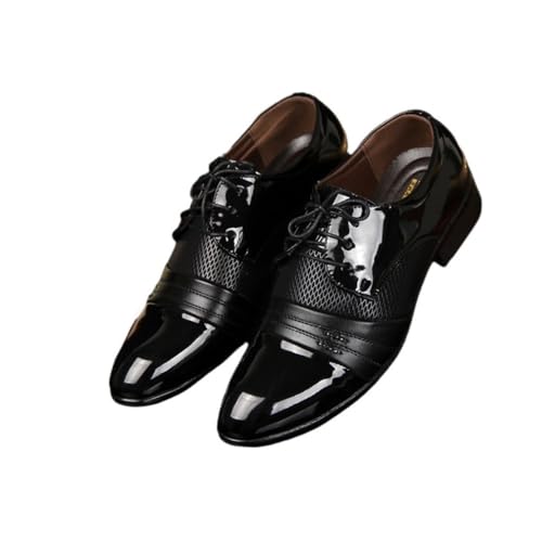 Four Seasons Business Casual Leather Shoes Trendy Men's British Lace-Up Leather Shoes Oxfords(Brown,7)2