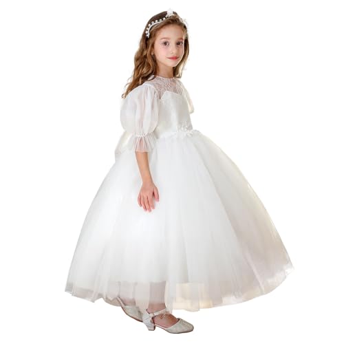 ABAO SISTER Flower Girl Dress Puff Sleeves Birthday Party Ball Gown Girls First Communion Dresses3