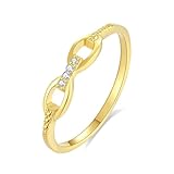 KnSam Anillo solitario de oro auténtico Au 375/585/750, anillo de compromiso con diamante, anillo de oro amarillo de 9K/14K/18K, talla 47-65, Oro amarillo de 18 quilates (750), Diamante
