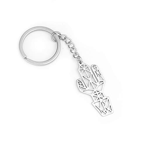HAQUIL Cactus Keychain - Stainless Steel Geometric Pendant and Key