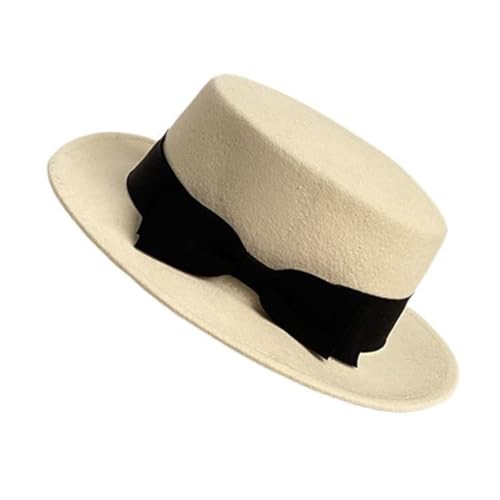 Chapeau fedora femme feutre canotier élégant dessus plat