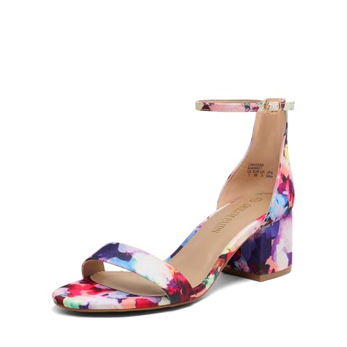 DREAM PAIRS Womens Low-Chunk Low Heel Pump Sandal,Size 5,FLORAL,LOW-CHUNK