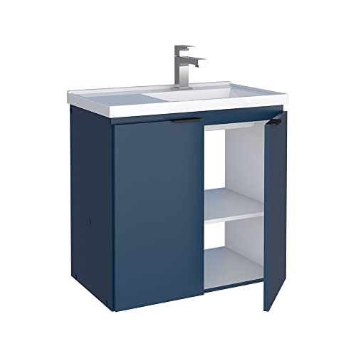 Gabinete para Banheiro em Madeira Aster 60 - Cozimax (Azul)