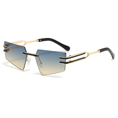 Lunettes de soleil rétro sans monture légères anti fatigue oculaire UV400 en métal fin