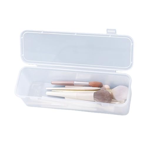Nurnesy Caja de almacenamiento transparente para brochas de maquillaje, portátil, de plástico, organizador de brochas de maquillaje con tapa, multifuncional, para