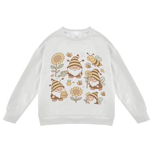 JUNZAN Cartoon Gnomes and Bees Little Boys Sweatshirts Hoodies Fleece Boys Sweat Shirt Athletic 4T