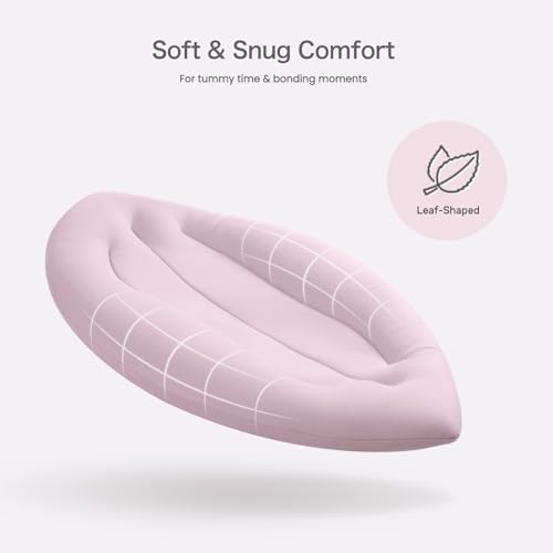 Image of Baby Lounger for Newborn: Skin-Friendly & Breathable | for 0-12 Months Infant Tummy Time Playtime & Diaper Changes - Portable & Lightweight Cushion for New Parents (Pink)