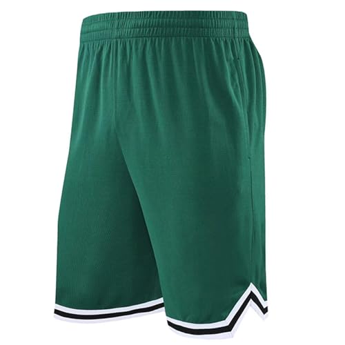 Pantalones Cortos de Baloncesto Largos para Hombre con Bolsillo con Cremallera, Malla de 11 Pulgadas, para Deportes, Baloncesto, cancha, Fitness, Gimnasio (Dark Green, XXXL)