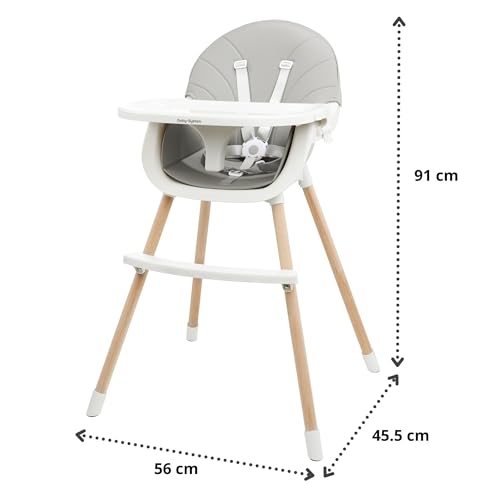 Miniatura 7 de Moby-System Amelia Trona Evolutiva Bebe 3 En 1 - Trona Madera Con Bandeja Ajustable Y Cinturón Seguridad - Silla Alta Convertible Para Niños 6 Meses A 6 Años, Gris