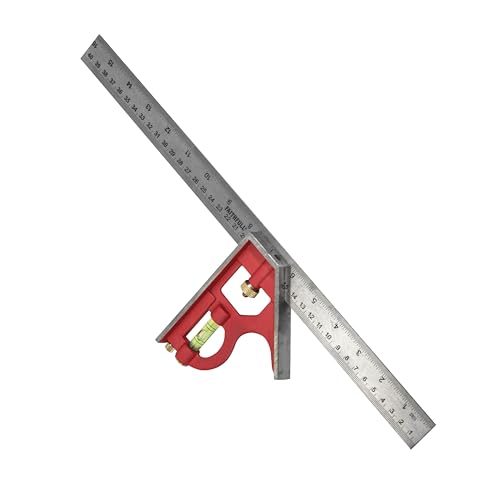 Faithfull Combination Square 400mm (16in) – Multi-Function Measuring & Layout Tool with Stainless Steel Rule, Spirit Level & Marking Scribe for Woodworking & Metalwork