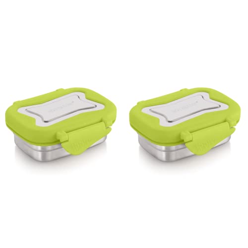 Image of STEELLOCK Smart Stainless Steel Tiffin Lunch Box for Kids and Adults | Airtight & Leakproof | Rectangle Tiffin Box for School & Office with Steel Lid | Green 170ml - 2pc