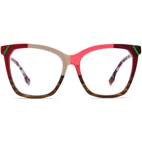 Image of HEPIDEM Multicolor Acetate Glasses Frame Women,Oversize Round Optical Eyeglasses 9345