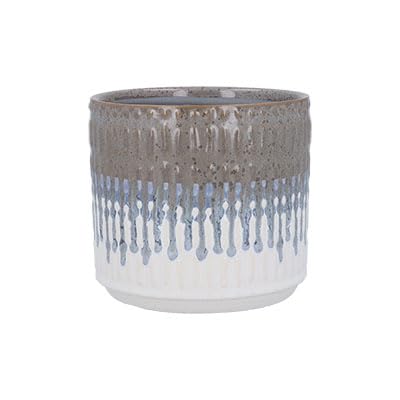Gisela Graham Blue Reactive Glaze Stoneware Plant Pot Cover, Small, 14cm x 12.5cm