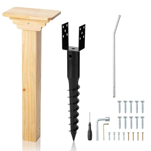 Kit de montaje de biblioteca con poste de madera impermeable y anclaje de suelo robusto 2
