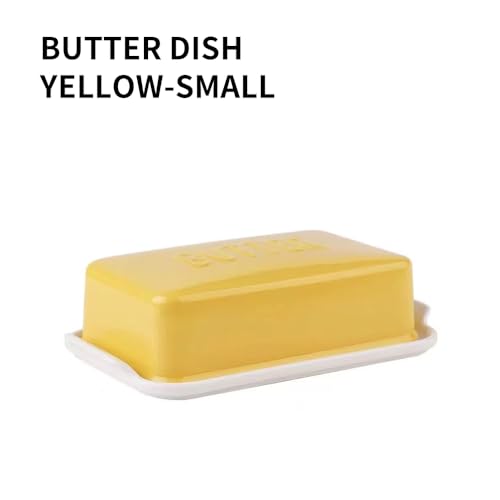 Porcelain Covered Butter Dish with Lid for Countertop Butter Holder Container for One Stick of Butter. Textured Tray Butter Keeper for Non Slip Storage-Yellow Small - Image 6