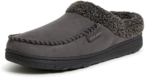 Dearfoams Microfiber Suede Clog with Whipstitch mens Slipper