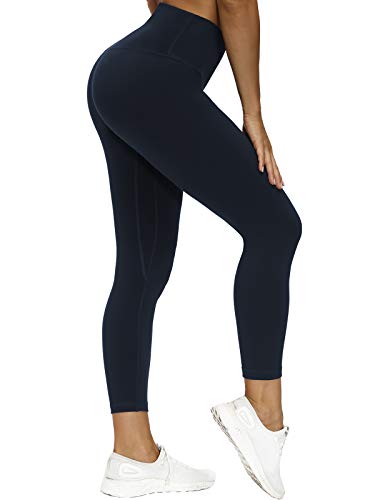 Yige Women's Naked Feeling High Waist Side Pocket Yoga Pants Tight Workout Yoga Leggings Blue-S
