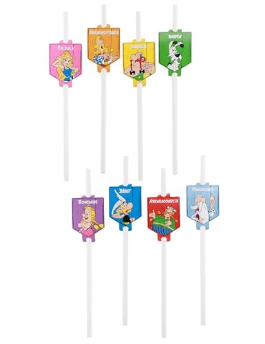 8 Pailles en carton Astérix - Multicolore