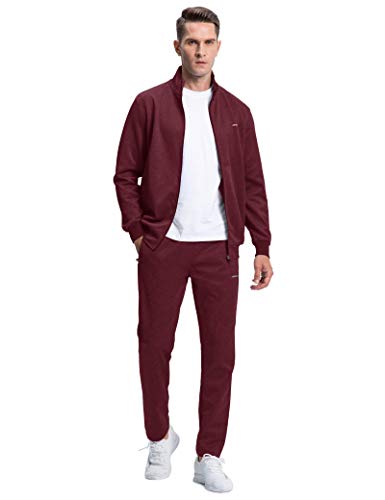 Magnivit Men's Track Suits 2 Piece Jogging Sweat Suits Activewear Sets #1 Wine Red #TOP2