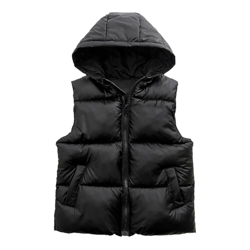 Girls Windproof Vest Down Jacket Winter Warm Thick Snow Coat Windproof Fleece Kids Outdoor Hooded Snowsuit
