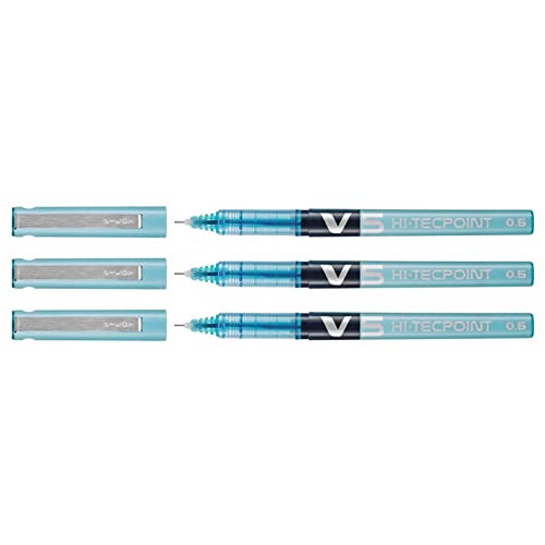 Pilot Hi-Tecpoint V5 - Bolígrafo roller (3 unidades), color turquesa