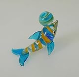  Delfin Glas mehrfarbig Glastier Glasfigur Delphin mit Ball Lauscha Qualität