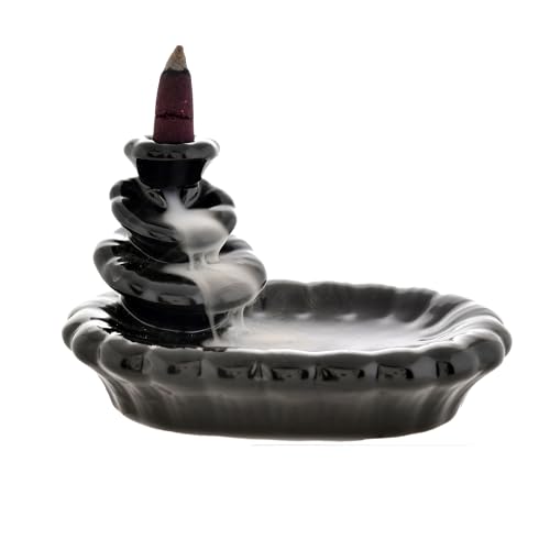 Image of Ceramic Backflow Smoke Fountain Incense Holder for Home Decor Gifts with 20 Smoke Cones by Craftam