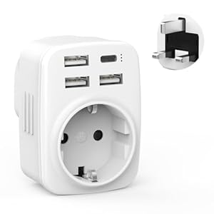 Clomnpe EUUK3USB Reiseadapter Typ G 5-in-1
