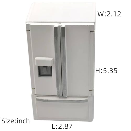 SXFSE Dollhouse Decoration Accessories, 1:12 Dollhouse Miniature Furniture Simulation Fridge Refrigerator Kitchen Prop Decor for Baby Kids Play Pretend Toy (White) - Thumbnail 3