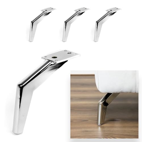 P17- CASABLANCA | SET 4 Piedi in Metallo +16 Viti | Altezza: 16 cm | Finitura: Cromato | Materiale: Metallo | Gambe per Divani, Mobili, Armadi, Poltrone | Piedi in metallo per Arredamento