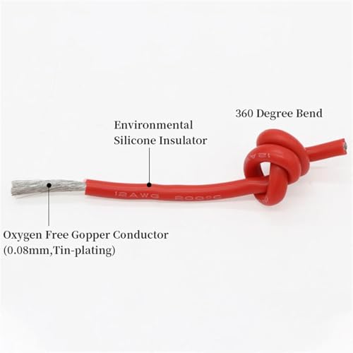 Câble électrique 18 AWG 10m en cuivre souple isolé silicone rouge - 3