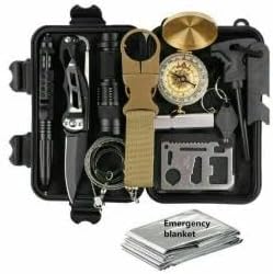 Emergency Survival Kit, 14-in-1 Outdoor Safety Gear, Camping Tactical Tools with Blanket