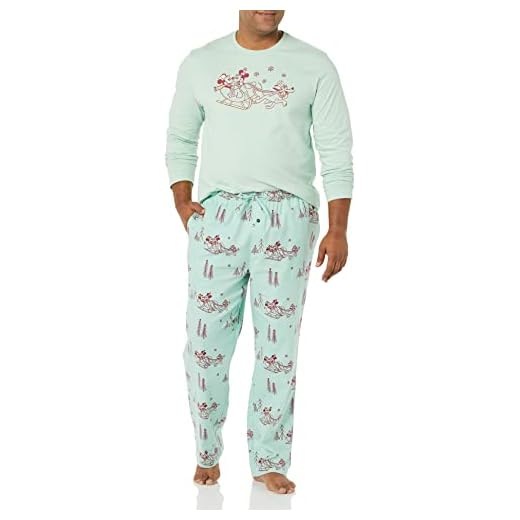 Amazon Essentials Disney | Marvel | Star Wars Conjunto de Pijama en Franela Hombre, Mickey Winter - Mens, M