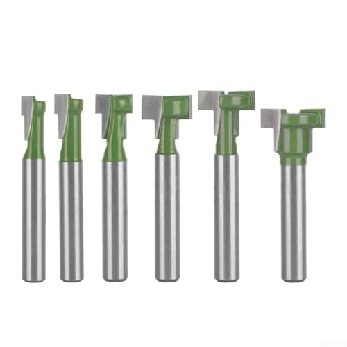 Juego de fresas de ranura en T fiable, vástago de 6 35 mm, adecuado para varios materiales de madera (6,35 × 7,94 mm)