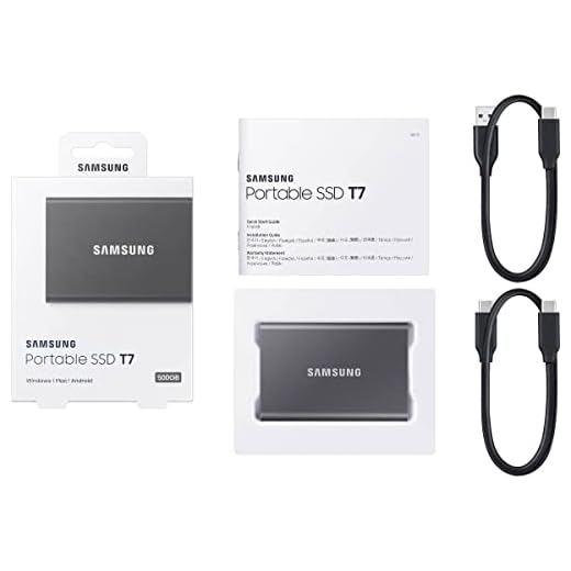 Samsung T7 500GB Up to 1,050MB/s USB 3.2 Gen 2 (10Gbps, Type-C) External Solid State Drive (Portable SSD) Grey(MU-PC500T)