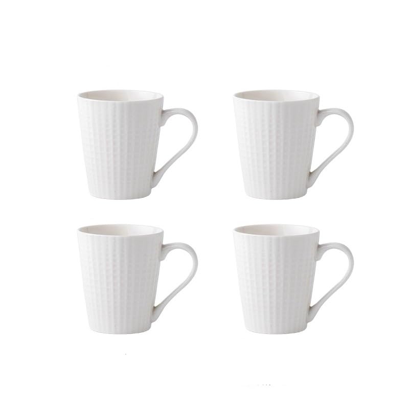 Tasses café lot de 4 tasses à eau blanches 300 ml pour thé et boisson chaude