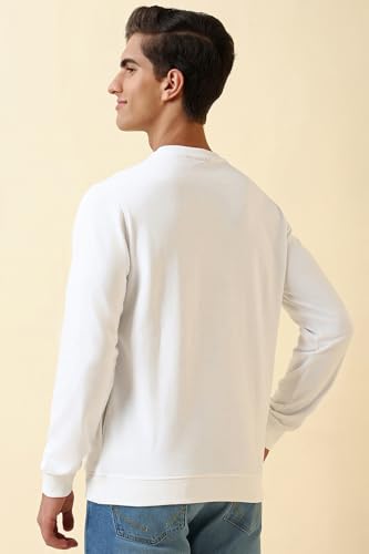 Image of Allen Solly Men's Cotton Blend Crew Neck Sweatshirt with Straight Pocket