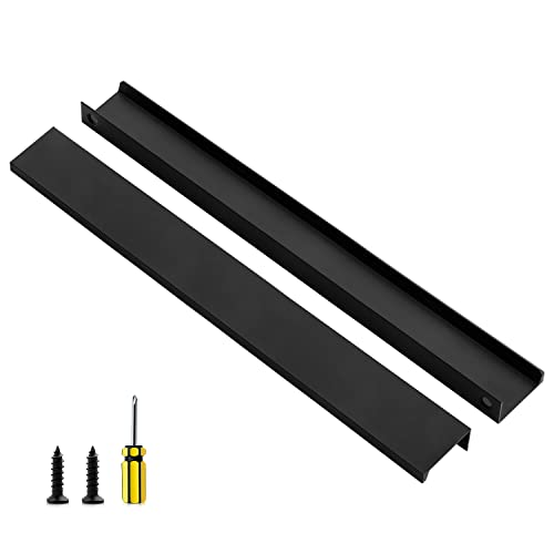 Image of Ravinte 6 Pack Finger Pulls for Cabinets 300mm /11.81 inch Length Black Pulls