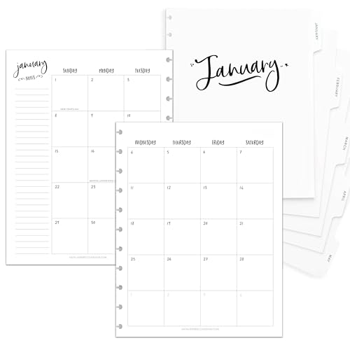 BetterNote 2026 Monthly Calendar Refill with Tabbed Dividers for Discbound Notebooks, Index Tabs, Disc, Pages Fit Happy Planner, Circa Levenger, Arc, TUL, IWP, Talia (Whimsy, 11-Disc, 8.5'x11')