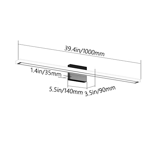 Image of Ralbay Vanity Light Fixtures 40 inch, Matte Black Modern LED Bathroom Light Fixture Over Mirror, 32W Vanity Lighting Bathroom Wall Light, Cold White 6000K