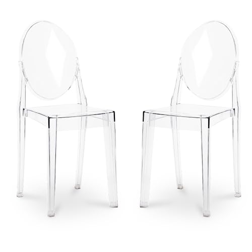 PC, plastica Iconik Interior Ghost Style - Set di 2 sedie da pranzo trasparenti Victoria Queen, colore: Trasparente