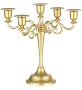 Sziqiqi Gold Candelabra Table Centerpiece: 10 Inches Candelabra Candle Holder for Taper Candlesti...