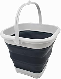 SAMMART 5.5L Collapsible Square Handy Bucket / Foldable SquareWater Pail / Portable Tub with Handle. (Grey/Slate Grey, 1)