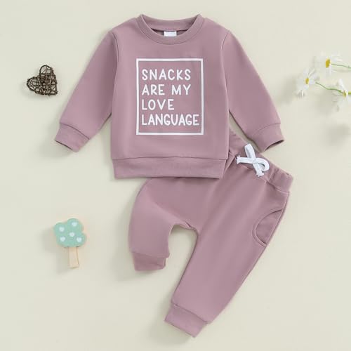 Toddler Baby Girl Clothes 1-6 Years Fall Winter Outfit Funny Letter Long Sleeve Solid Color Sweatshirt Tops Pants Set3