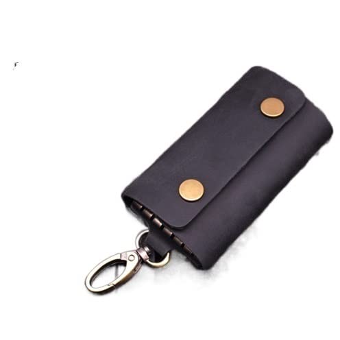 [Fcuogdvy] Leather Key Wallet Men Holder Keychain Pouch Purse Zipper Designer Housekeeper Car Small Case Keys(Black)